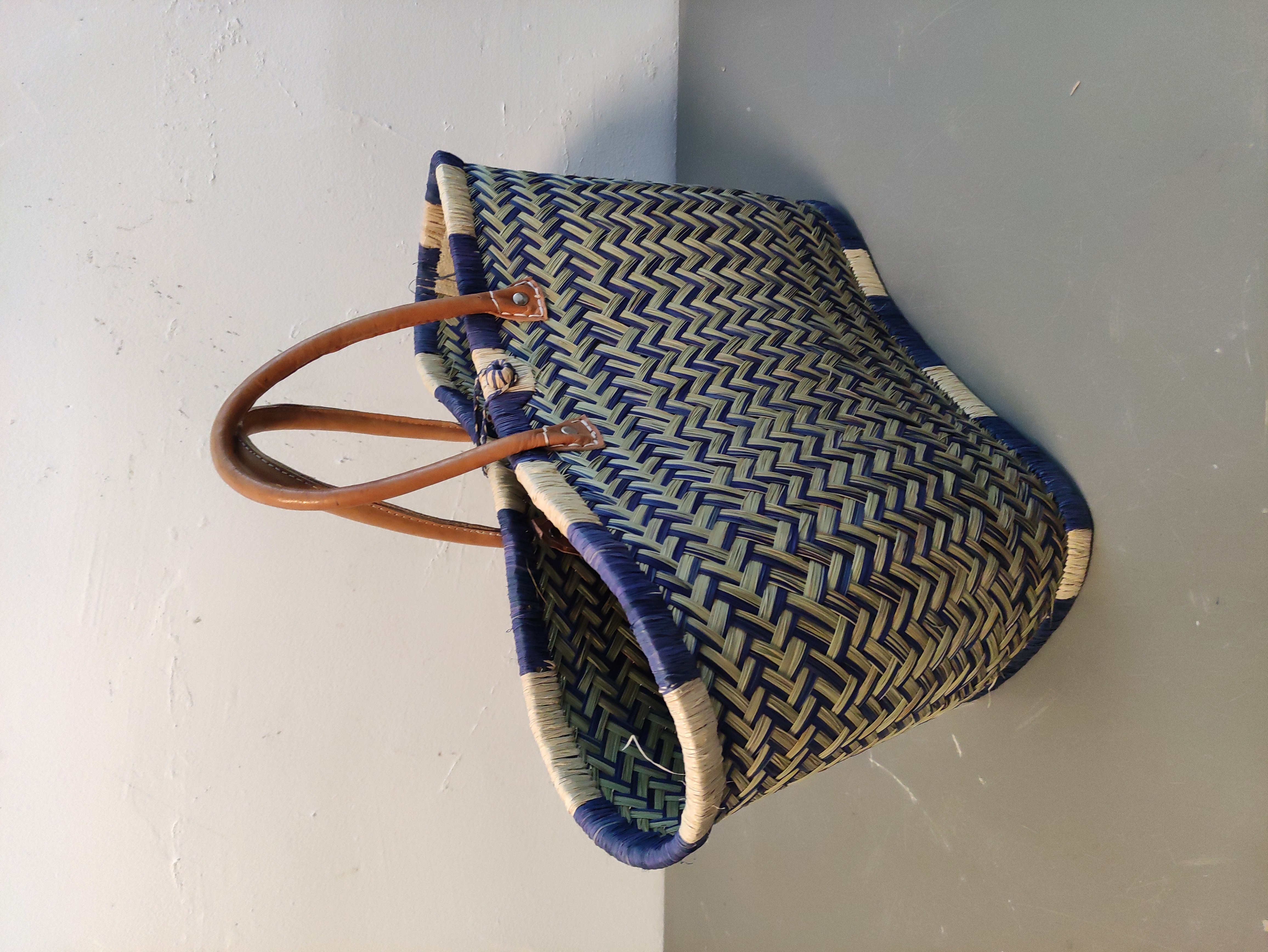 bolsa capazo madagascar africa paja cuero 29x48x30 t8u